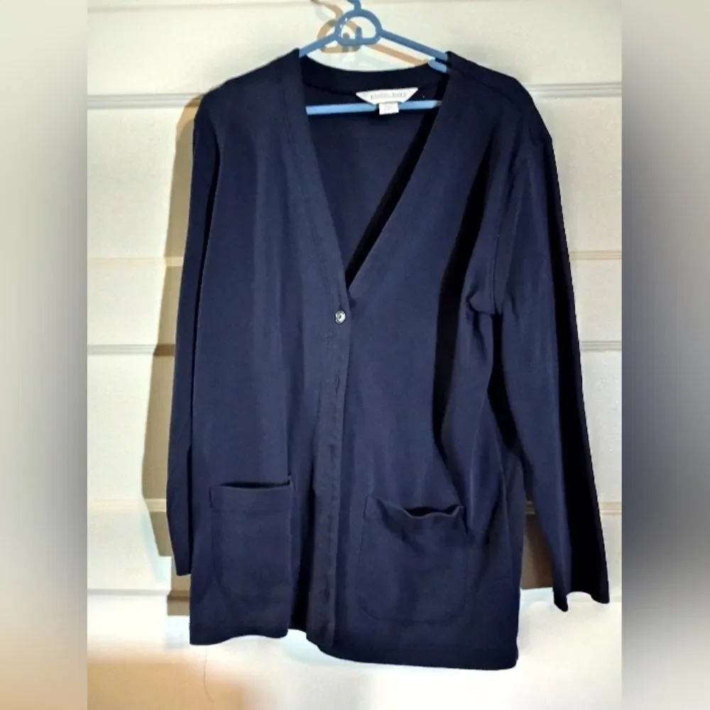 Lands End large navy women's cardigan (Rox260)